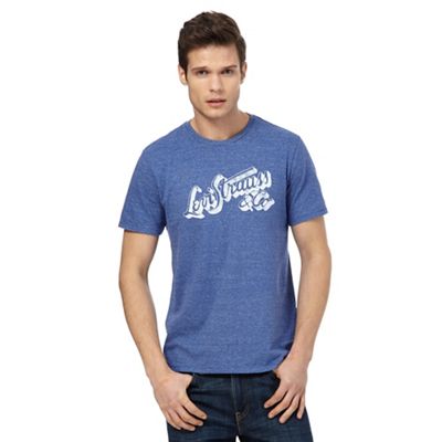 Blue marl logo print t-shirt
